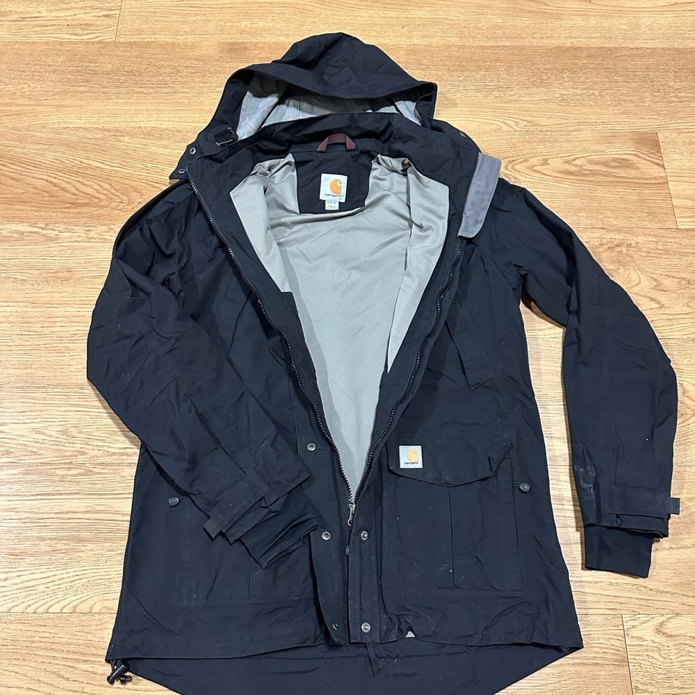 Women’s Carhartt Black Rain Jacket with detachable Hood